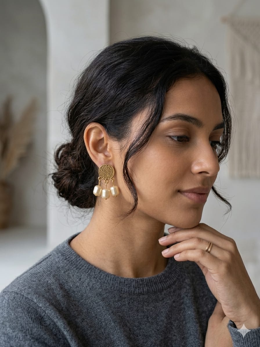 Gilded Ivory Medallion Earrings