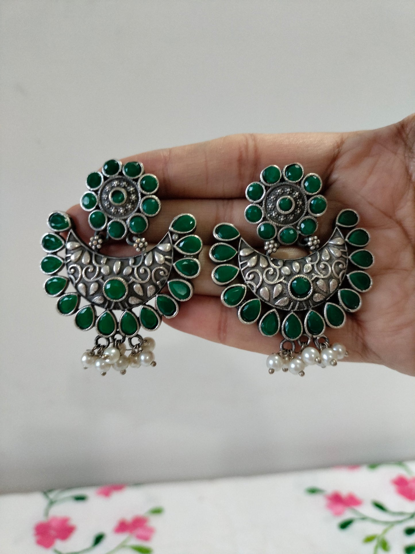 Green Monalisa Stone Earrings