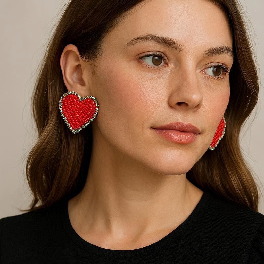 The Scarlet Sparkle Heart Studs