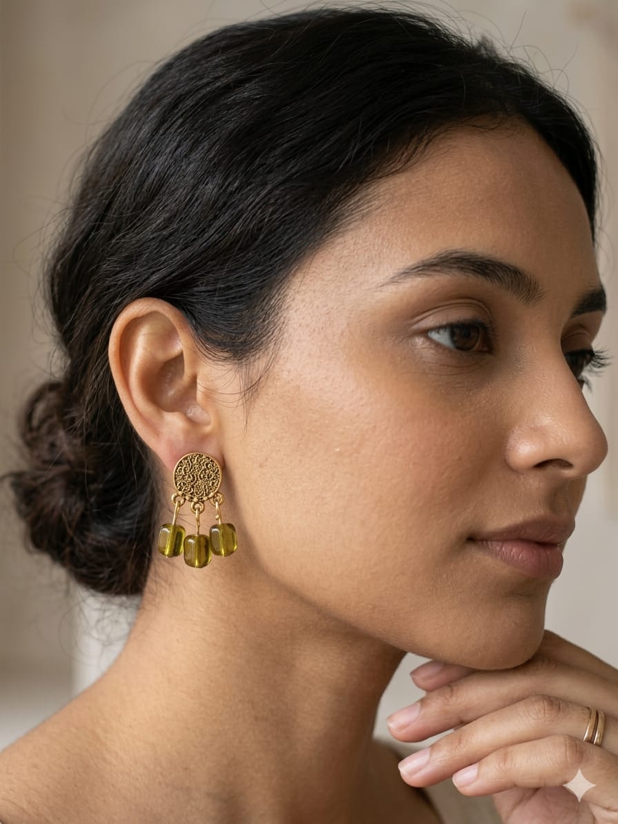 Olive Sunburst Medallion Dangles