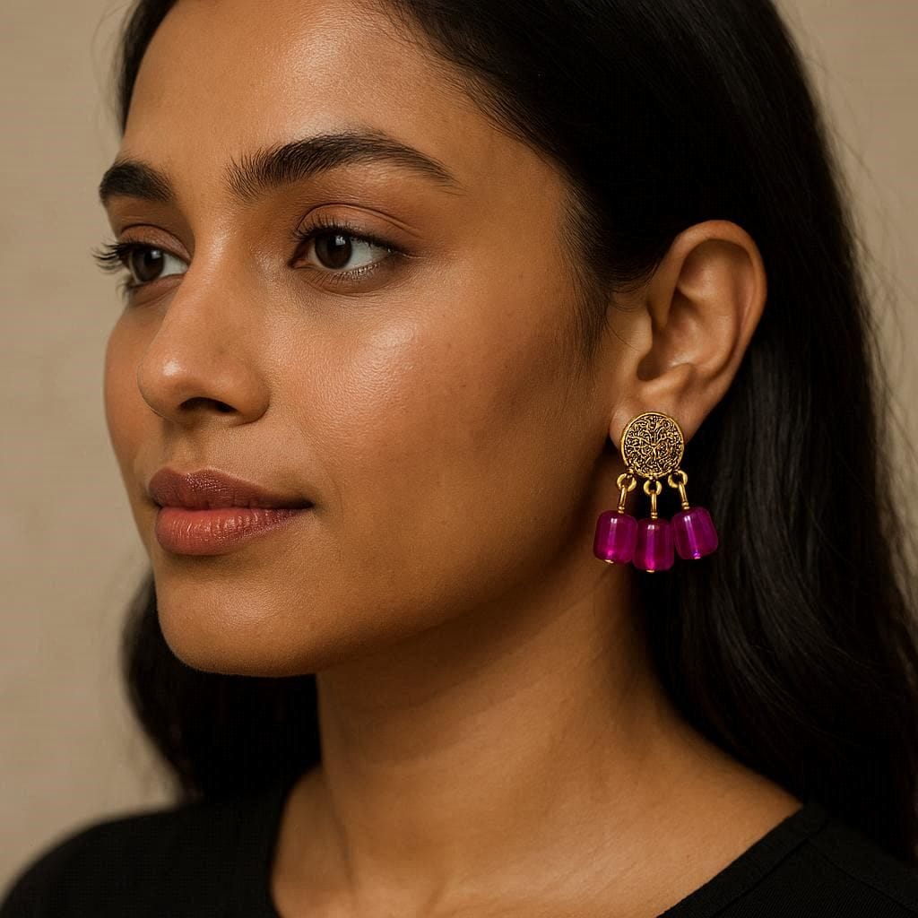 Gilded Magenta Bloom Drops