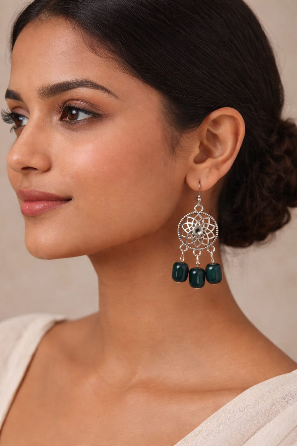 Teal Peacock Mandala Dream Dangles