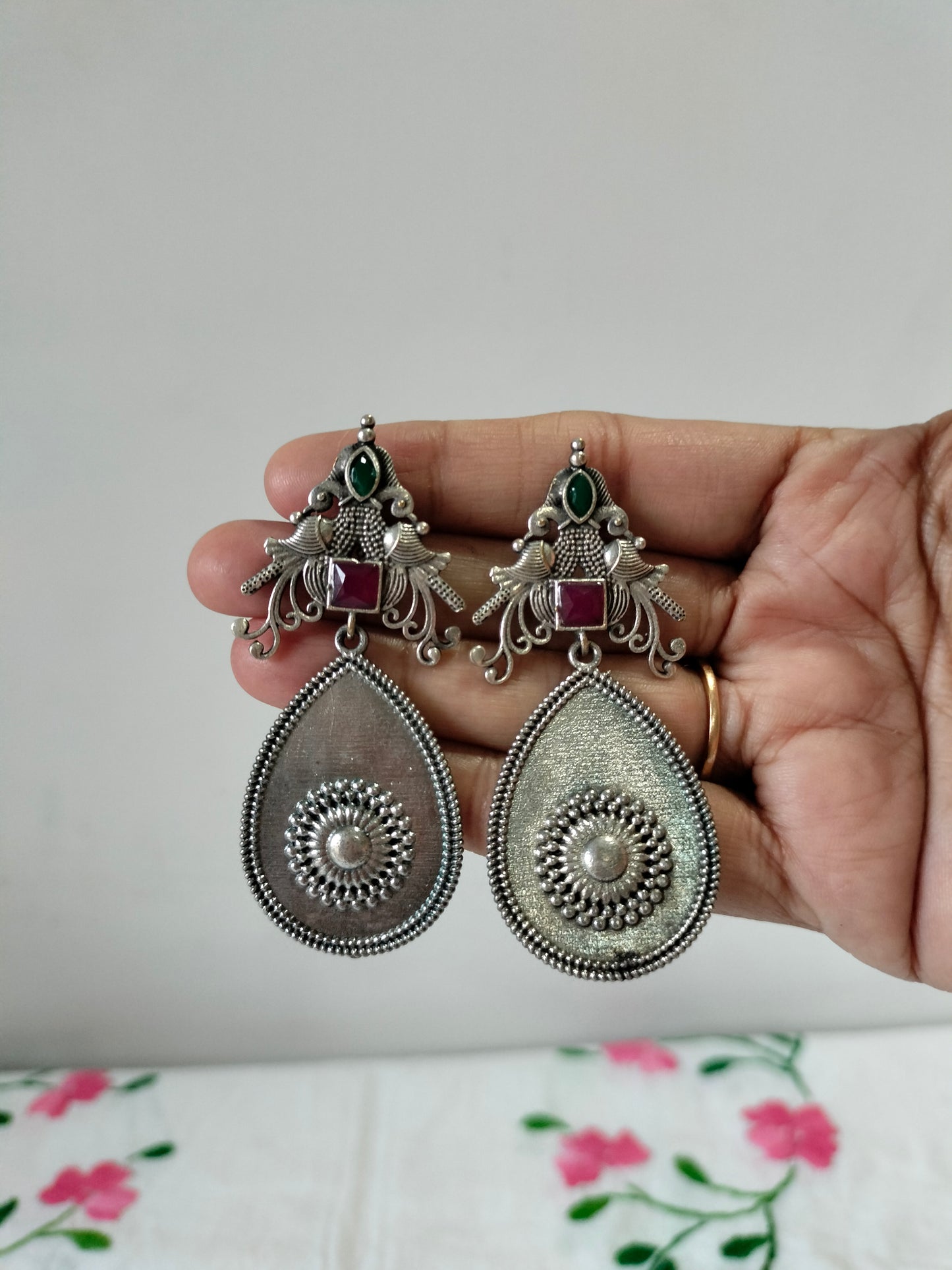 Red Silver Replica Earrings