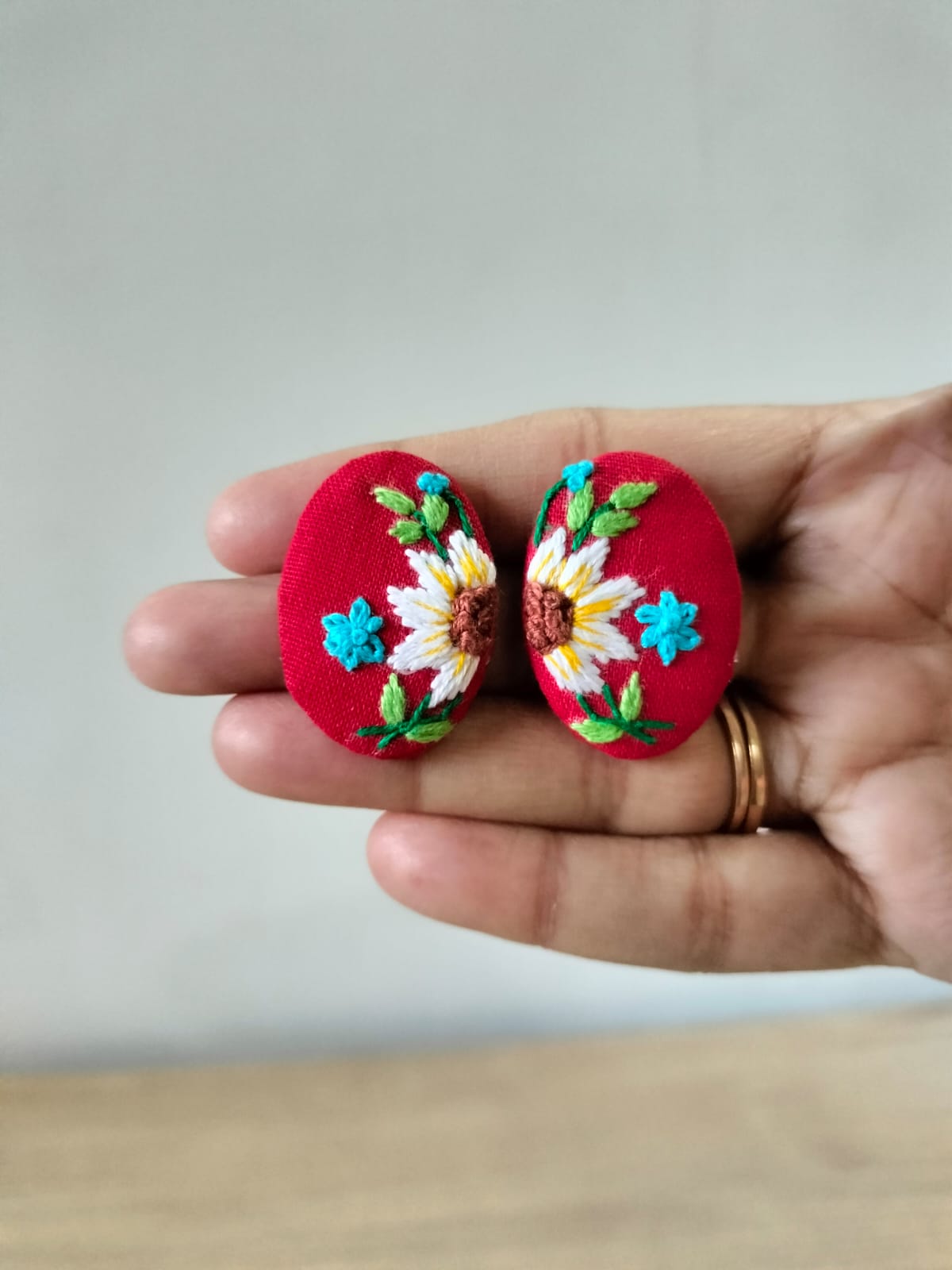 The "Crimson Clover" Embroidered Ovals
