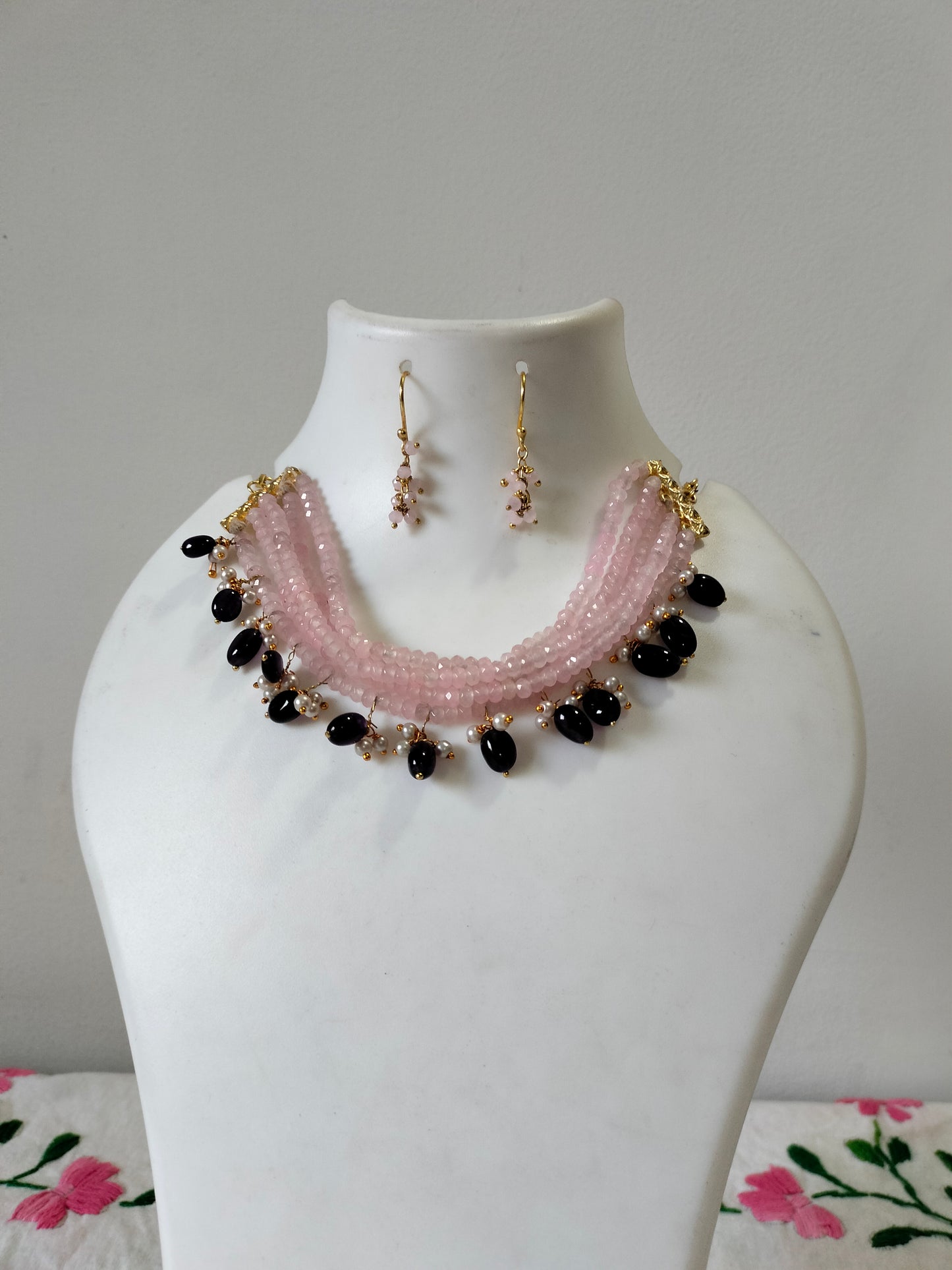 Rose Quartz Amethyst Necklace