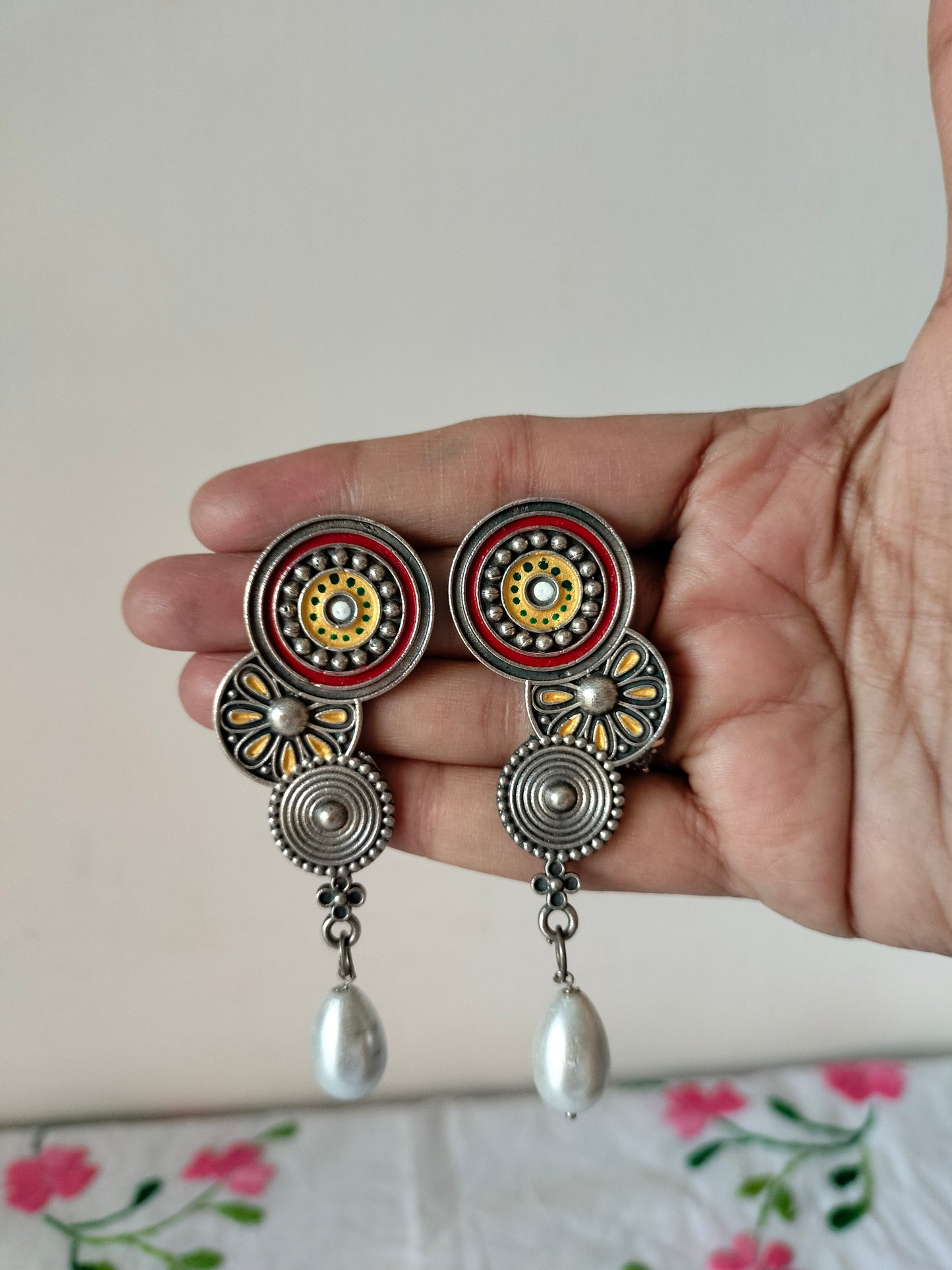 Round Shape Silver Replica Earrings