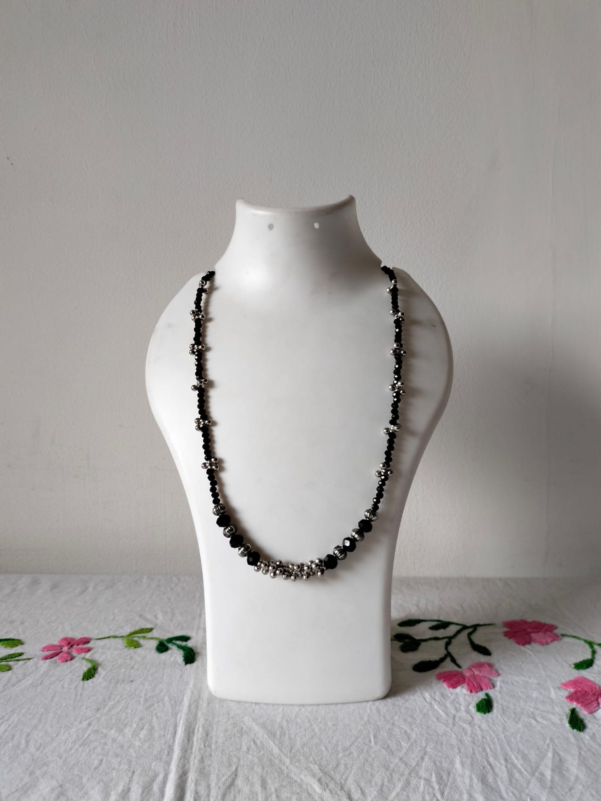 Black & Silver Beaded Necklace