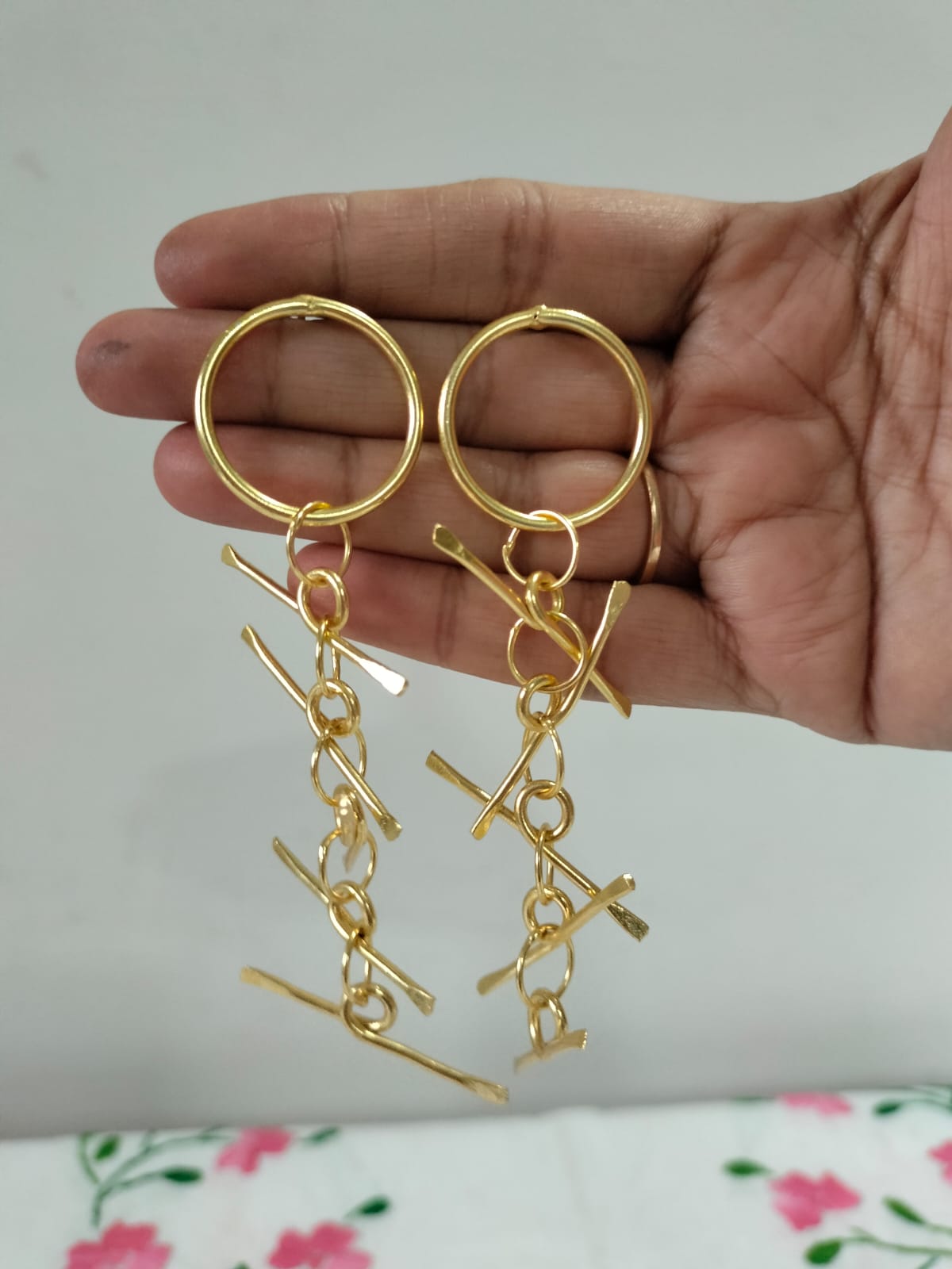 Golden Tic-Tac-Toe Drops Earrings