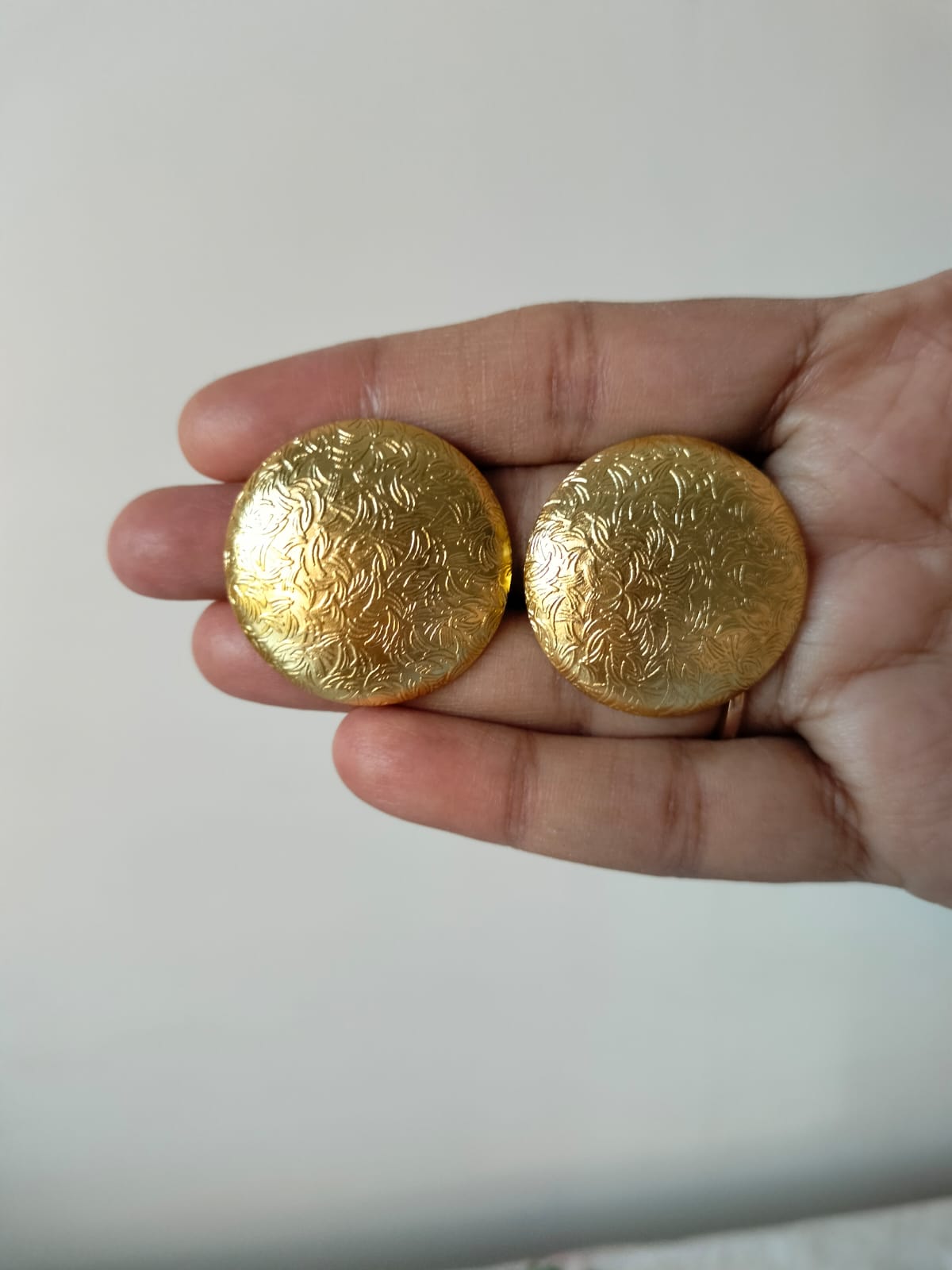 Vintage-Style Hammered Gold Button Earrings