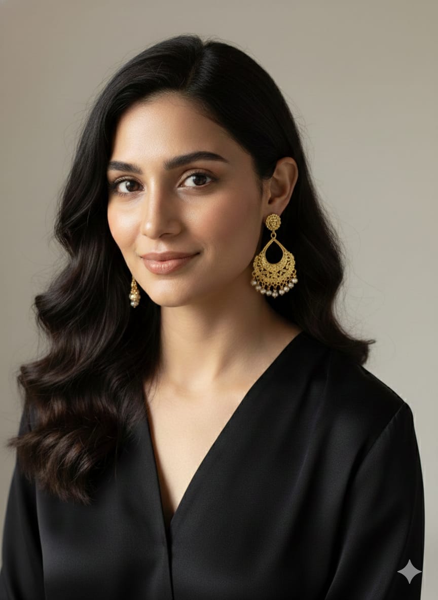 Intricate Gold-Toned Filigree Earrings with Clear Beads