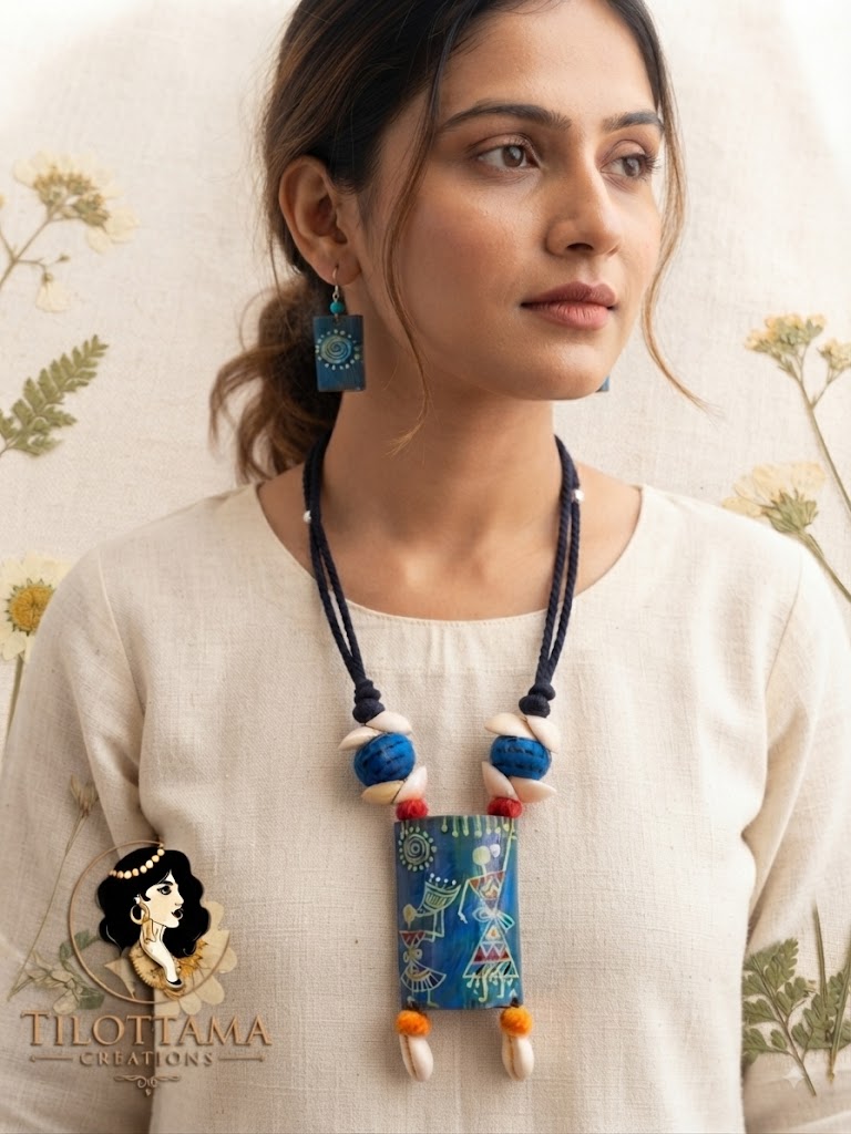 Tilottama Tribal Blue Art Jewelry Set