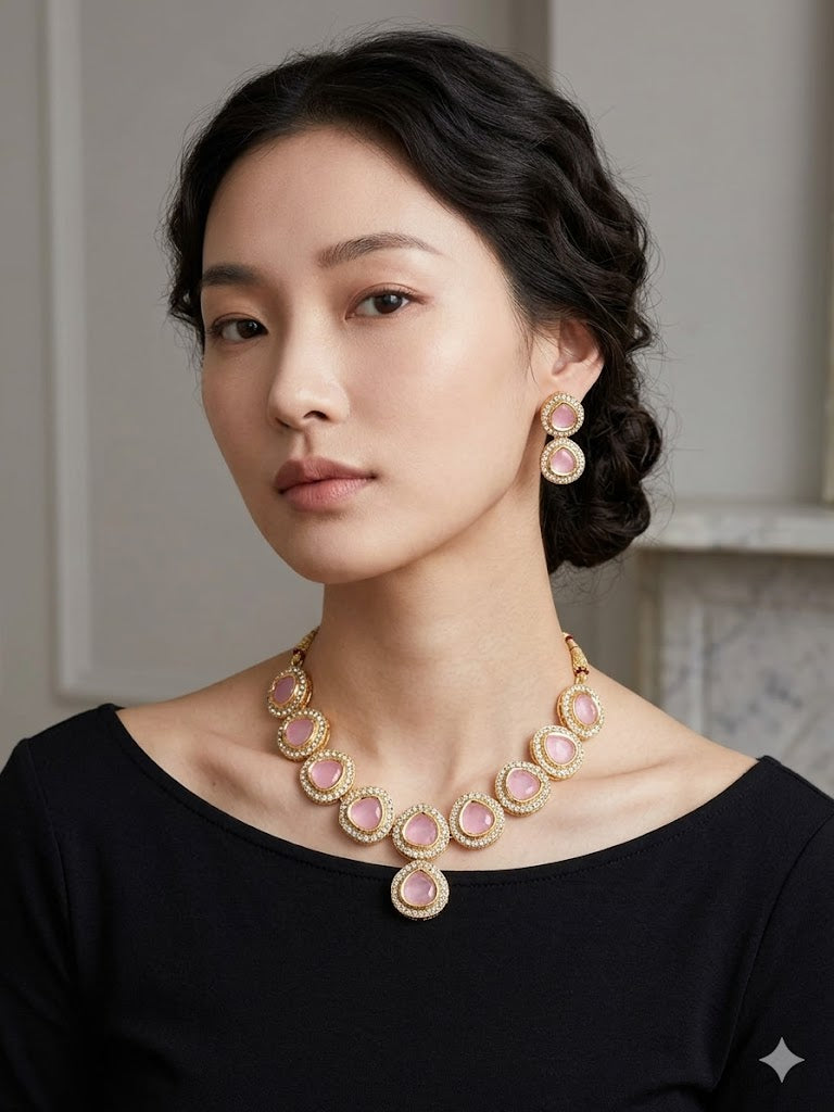 The Rose Quartz Halo Set