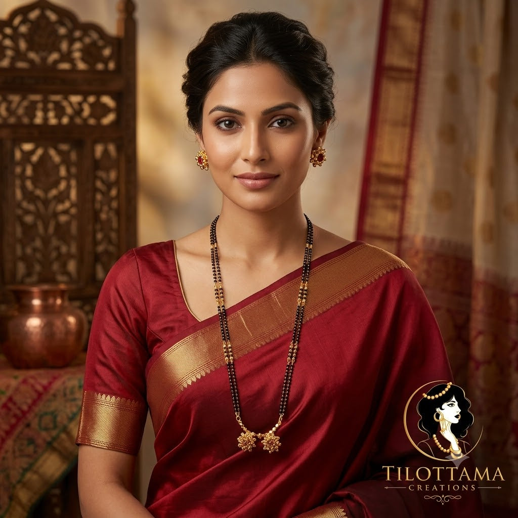 The Royal Tilottama Gold & Ruby Floral Mangalsutra Set