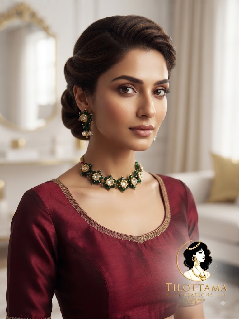 Emerald Serenade Floral Necklace & Earring Set