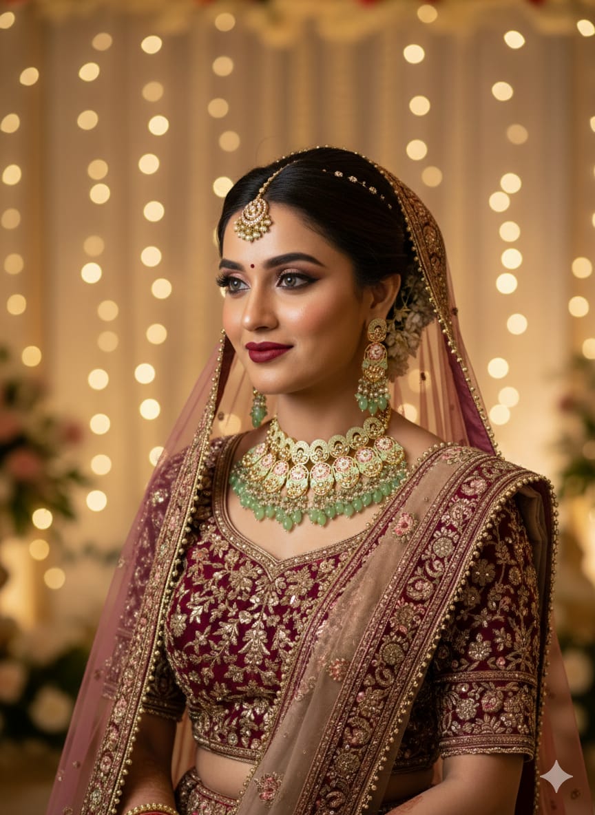 Mint Floral Meenakari Bridal Choker Set