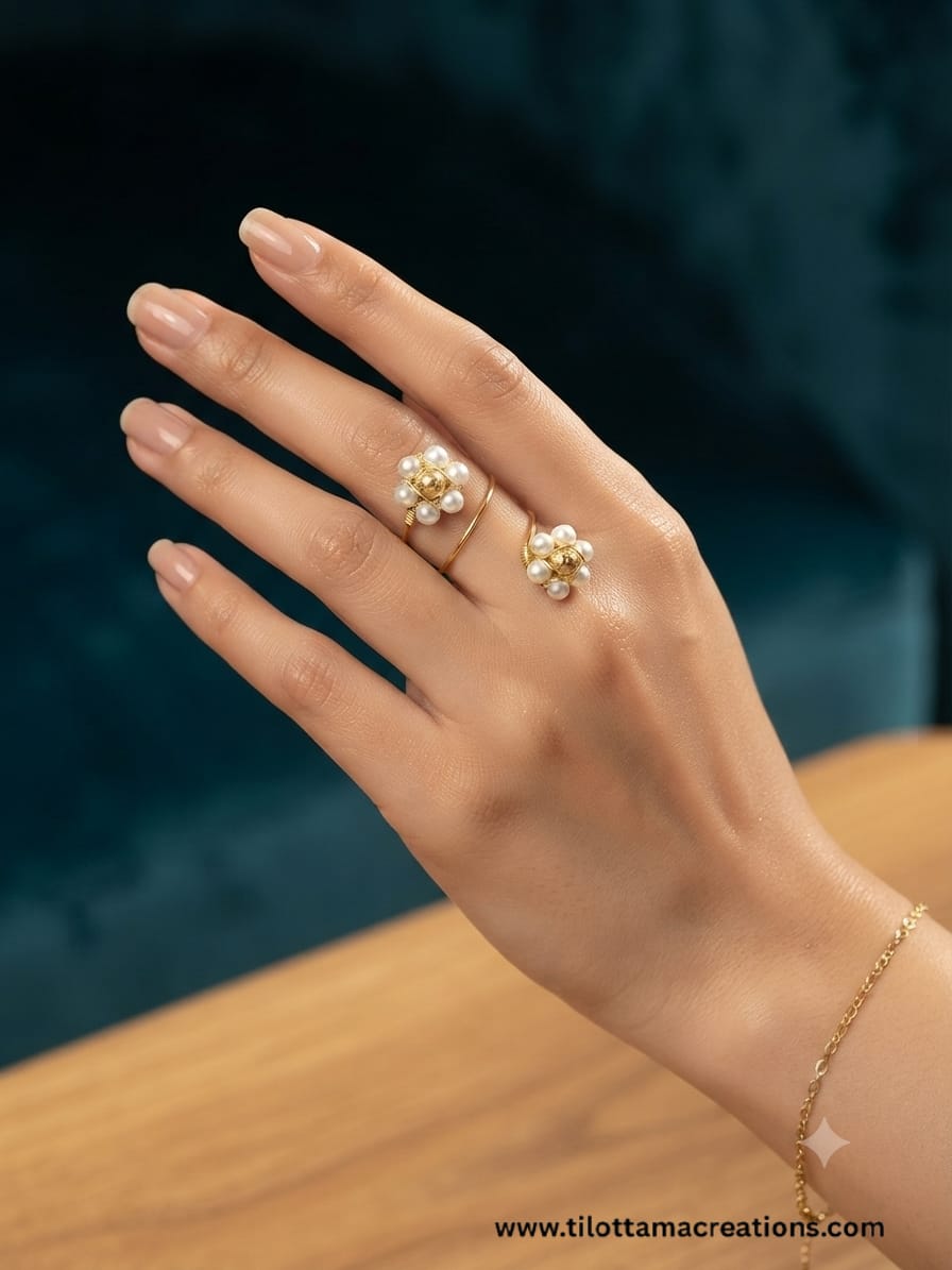 Dual Floral Pearl Statement Ring