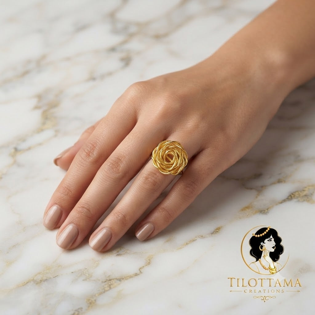 The Golden Bloom Spiral Ring