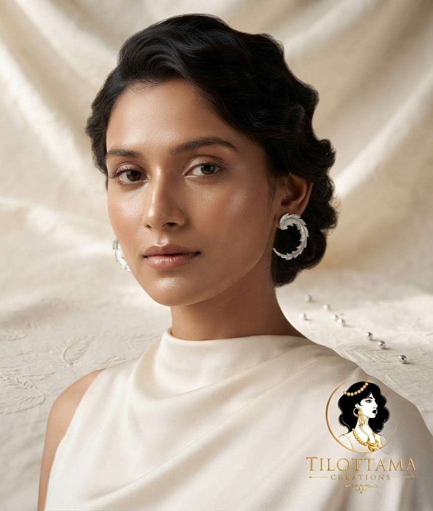 Silver Leaf C-Hoops