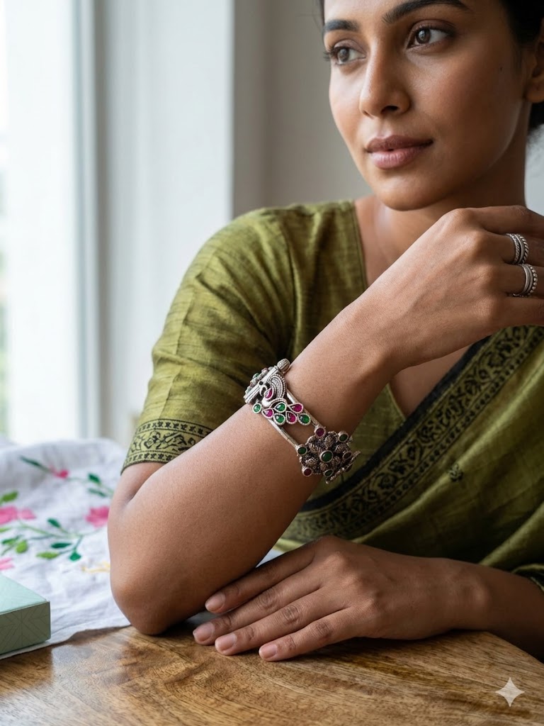 Peacock Meenakari Fusion Kada