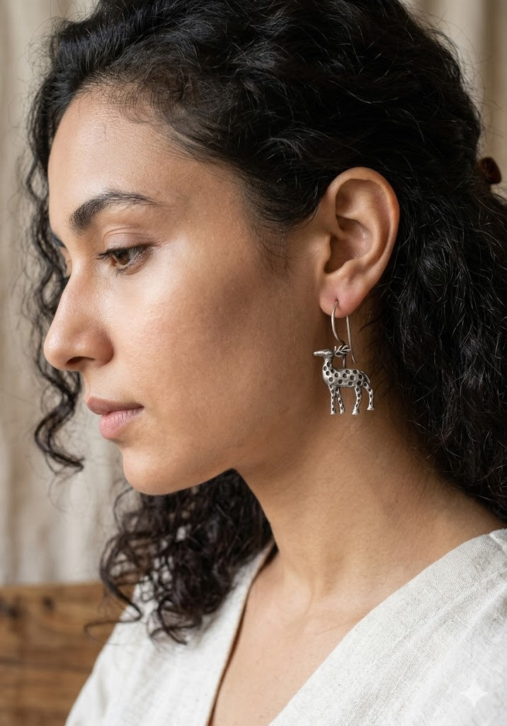 Vintage Tribal Style Deer Dangle Earrings