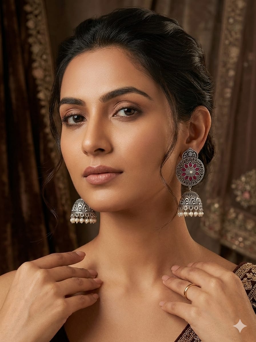 Crimson Mandala Jhumkas