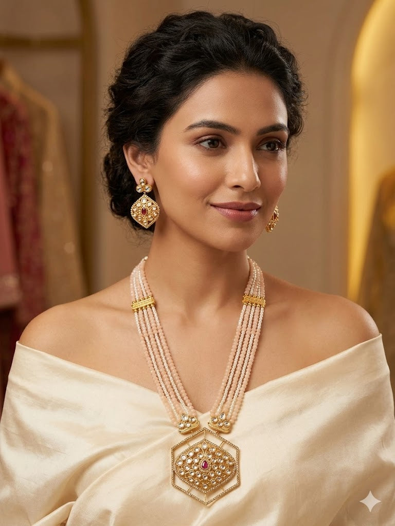 The Blush Hexagon Kundan Set