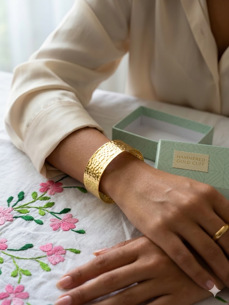 The Aurelian Glow Hammered Cuff