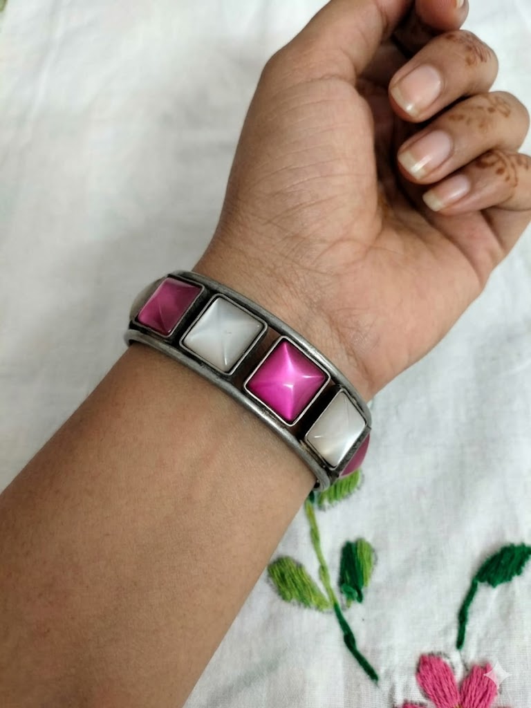 Modernist Geometric Stone Cuff