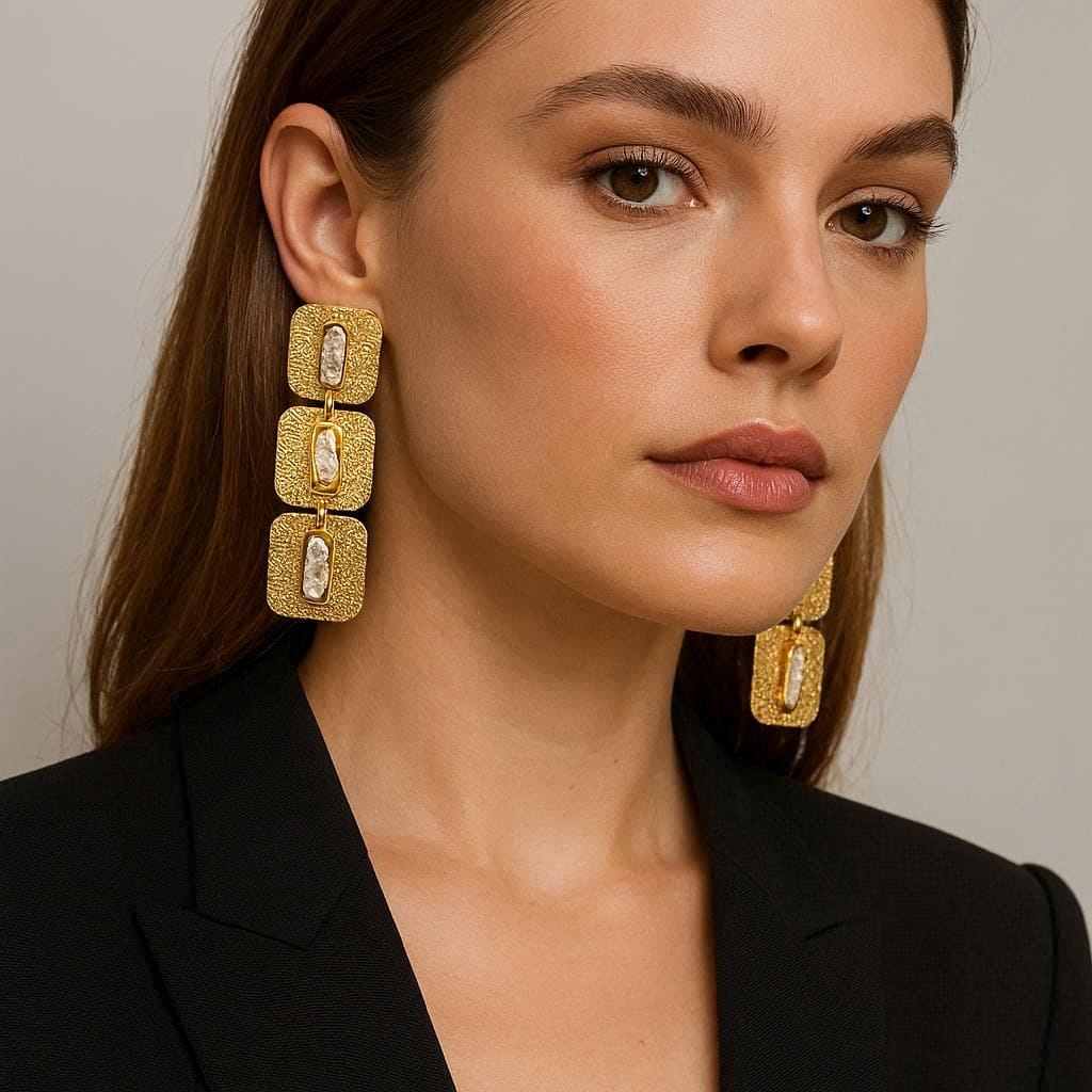 Baroque Filigree Triple-Drop Earrings