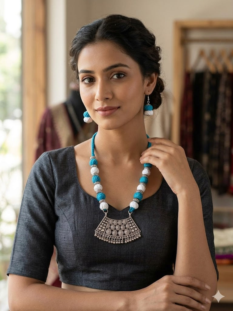 Azure Breeze Oxidized Jewelry Set