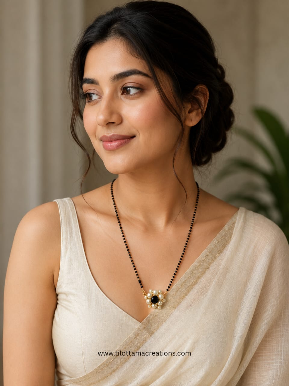 Midnight Pearl Blossom Mangalsutra