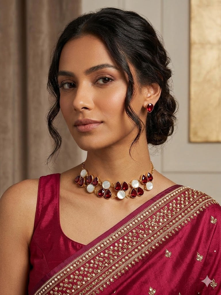 The Crimson Petal Mosaic Choker