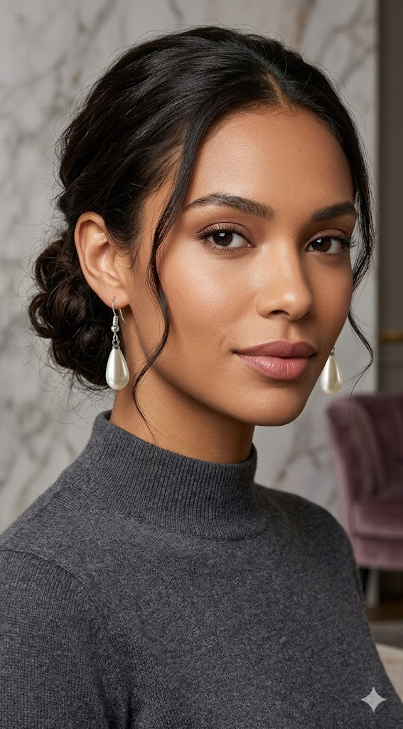 Classic White Pearl Drop Hook Earrings