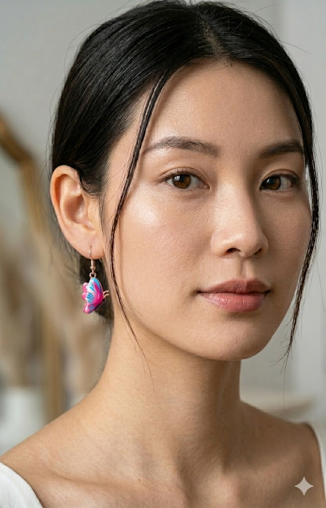 Pink & Blue Tropical Butterfly Earrings