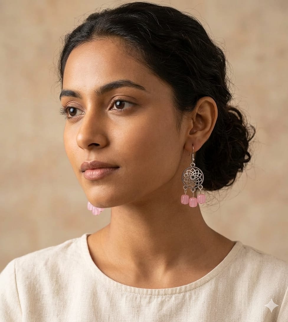 Pink Blossom Mandala Dangles