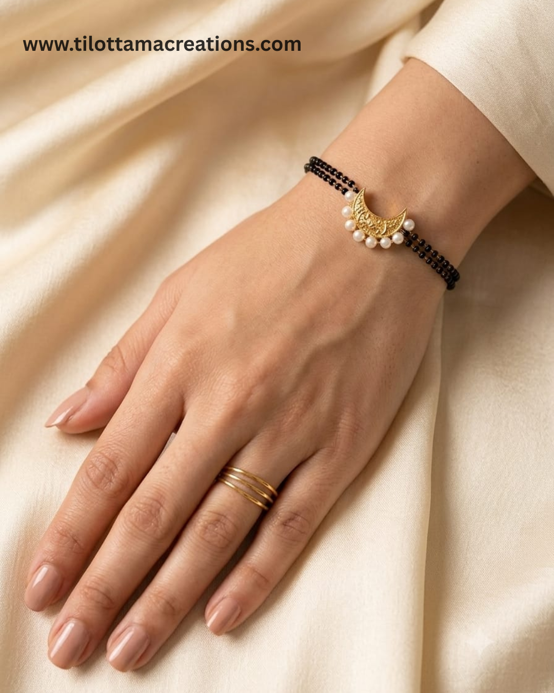 Chandrakor Pearl Crescent Mangalsutra Bracelet