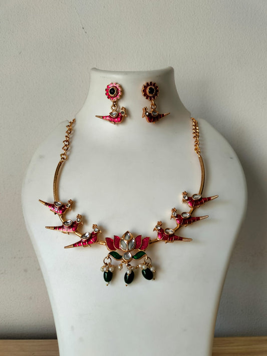 Enchanted Avian Lotus Necklace Set