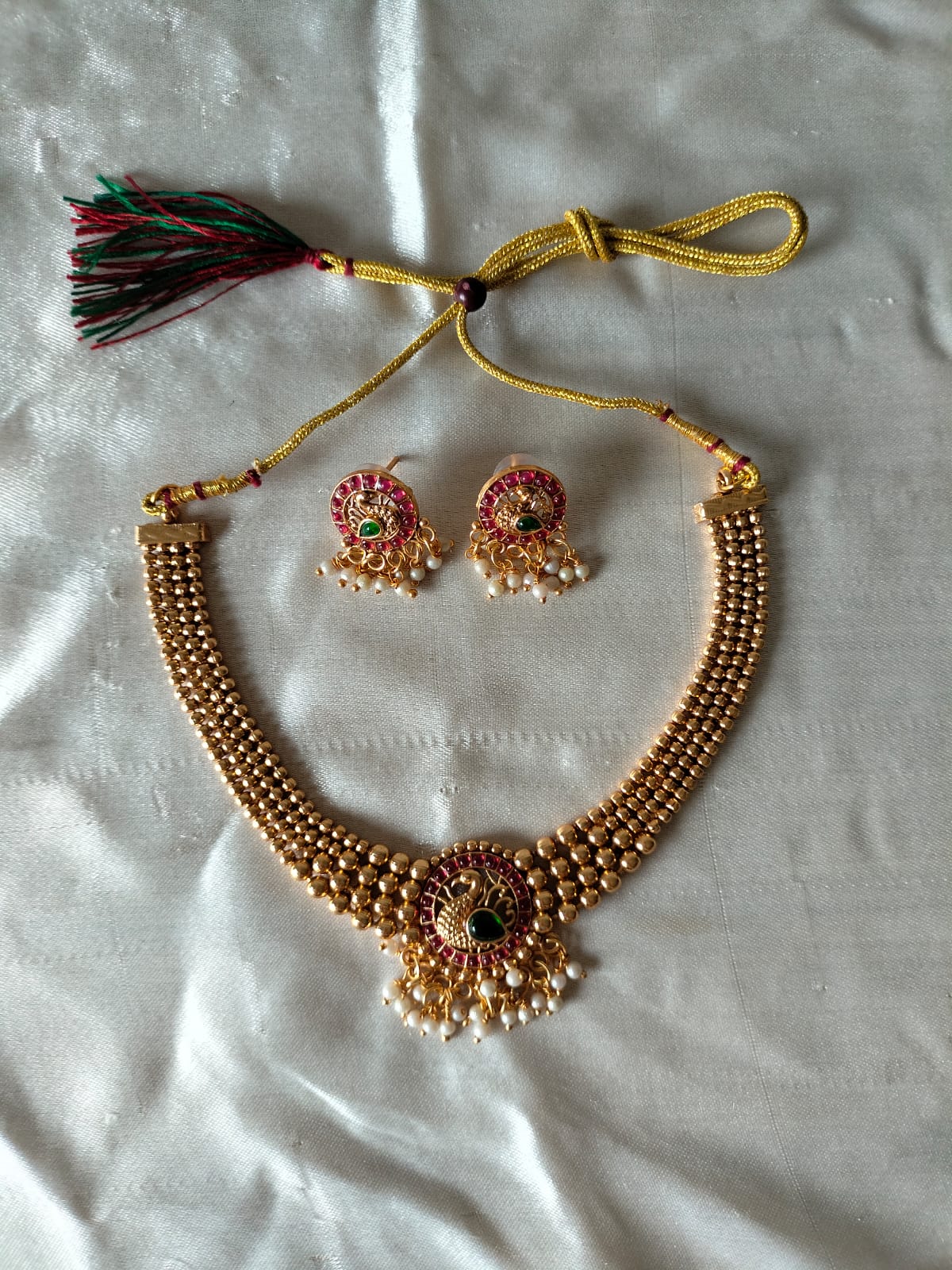 Royal Peacock Beaded Choker Set