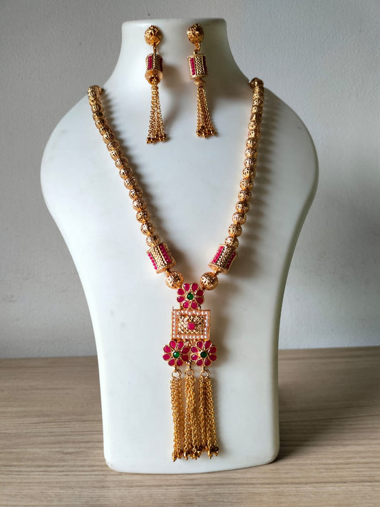Floral Tassel Elegance Necklace Set