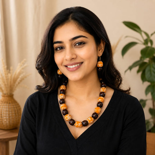 The Avani Wooden Bead Statement Necklace