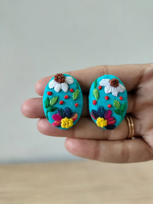 The "Azure Meadow" Oval Studs