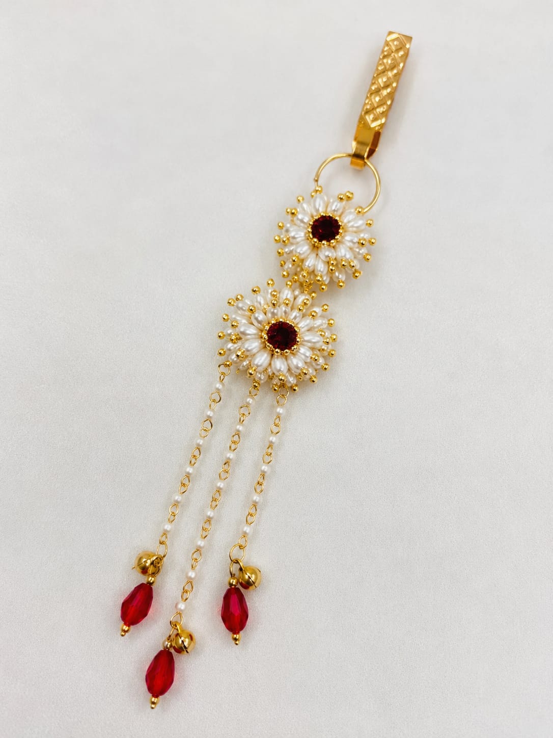 Classic Red & White Moti Chabi Challa