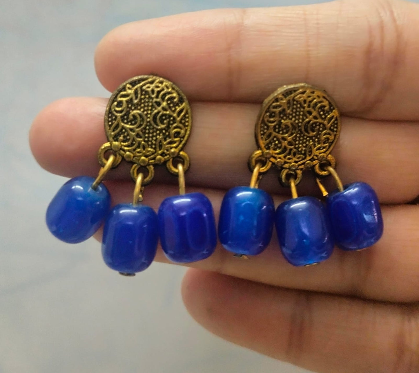 Gilded Sapphire Bloom Drops