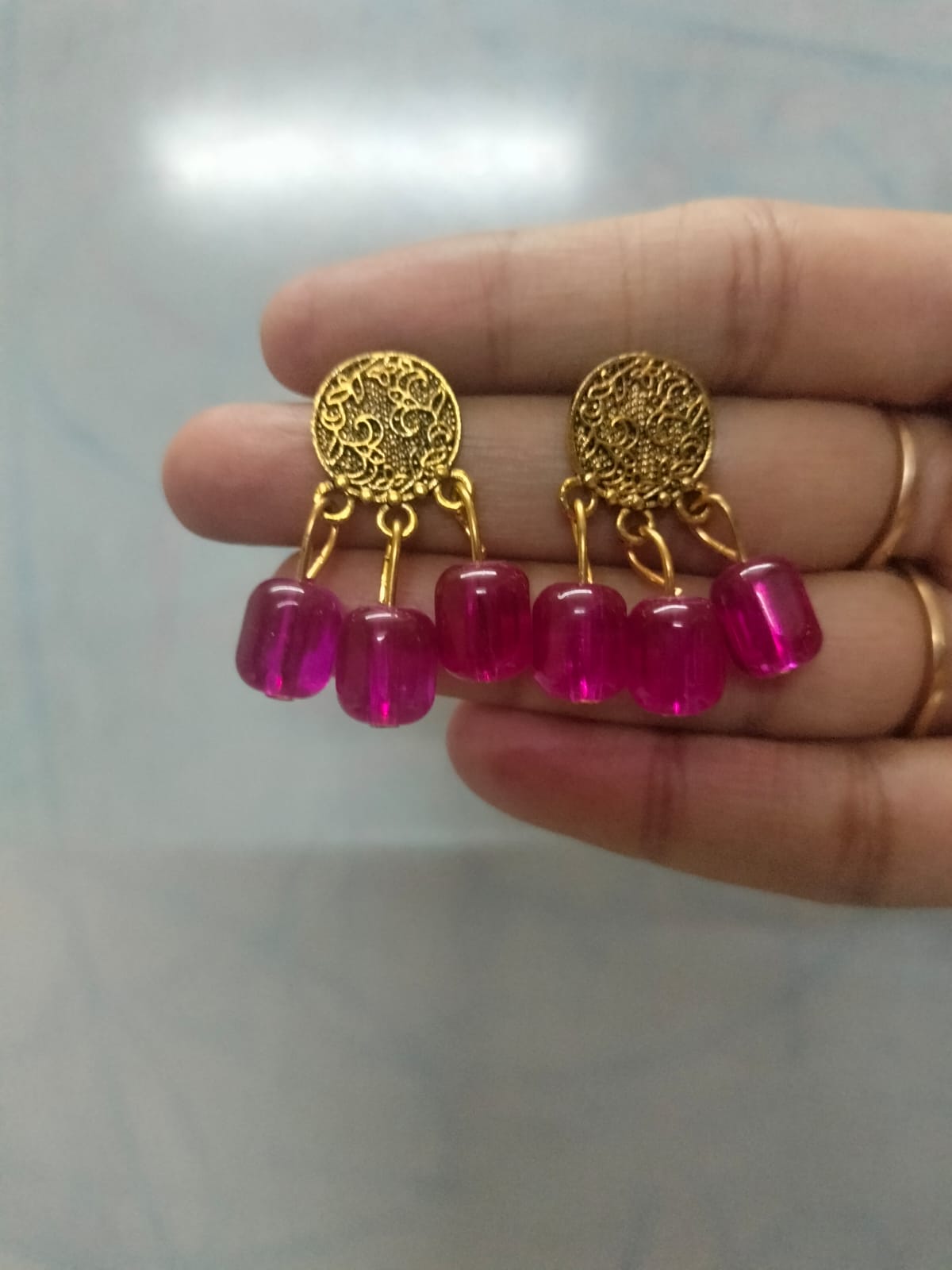 Gilded Magenta Bloom Drops