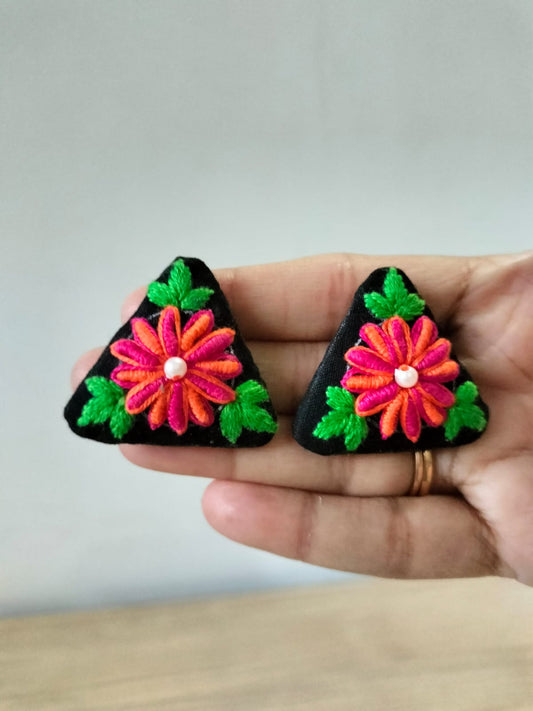 The "Midnight Bloom" Embroidered Triangles