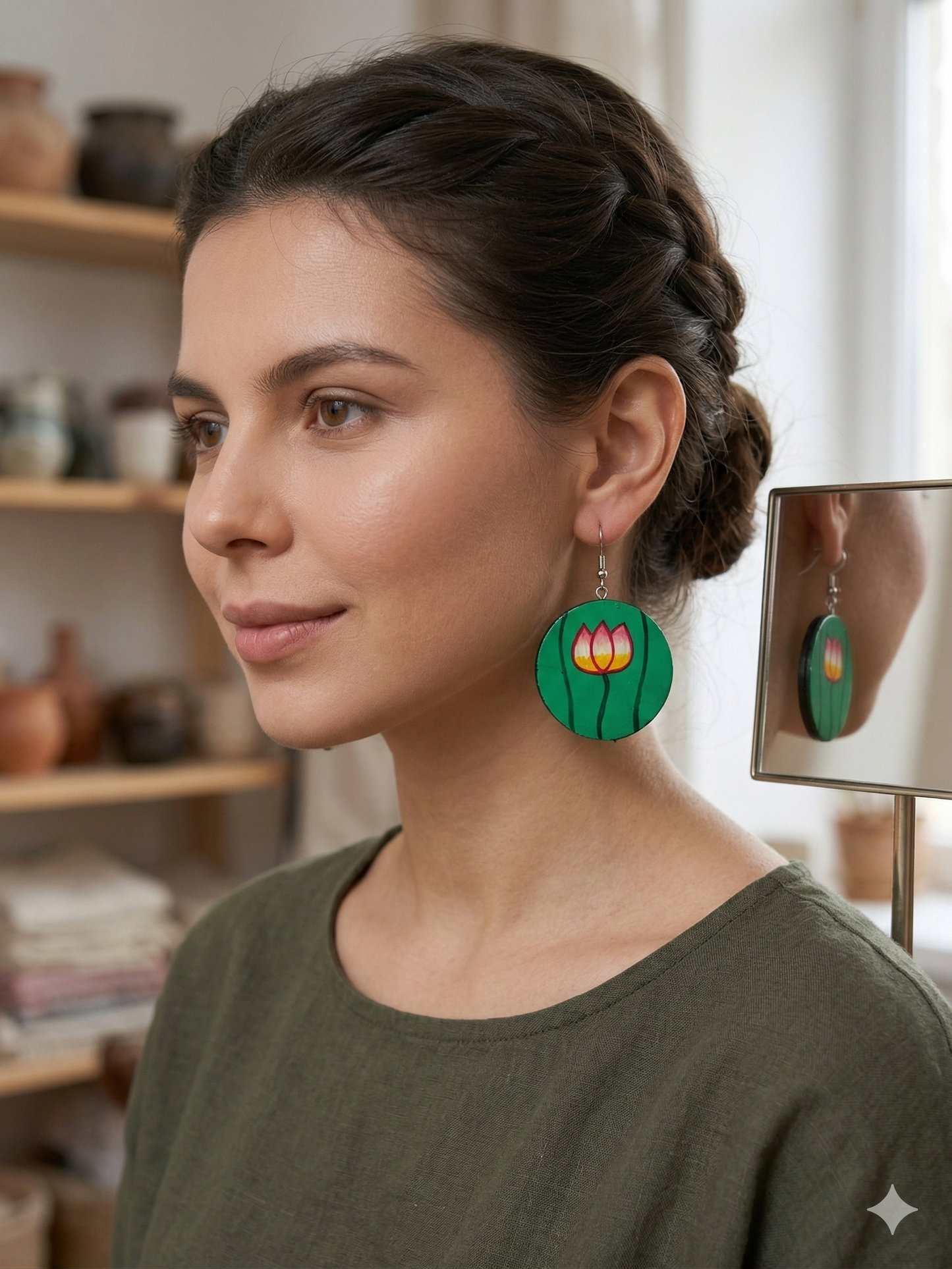 The "Emerald Meadow" Embroidered Studs