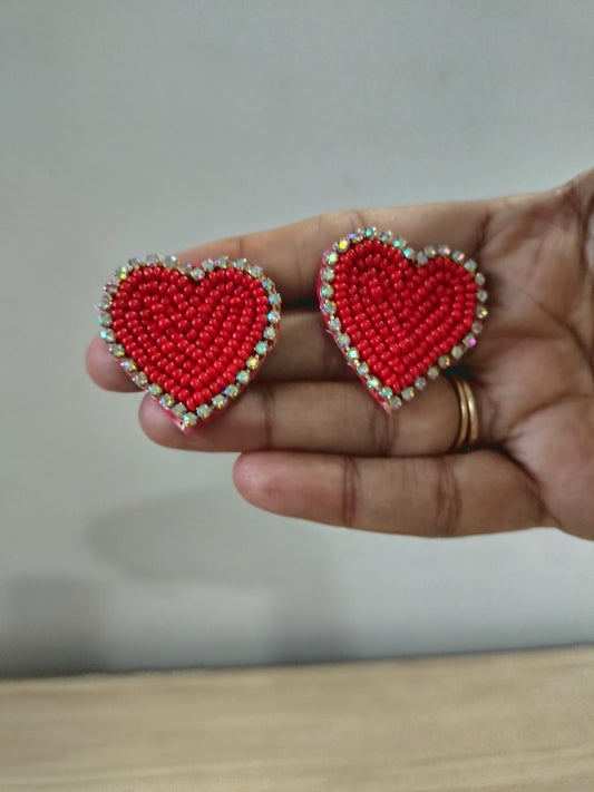 The Scarlet Sparkle Heart Studs