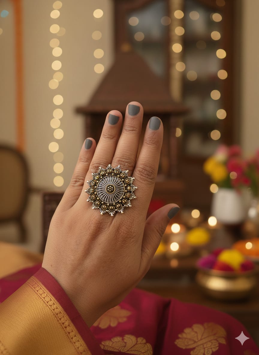 The Regal Azure Sunburst Ring