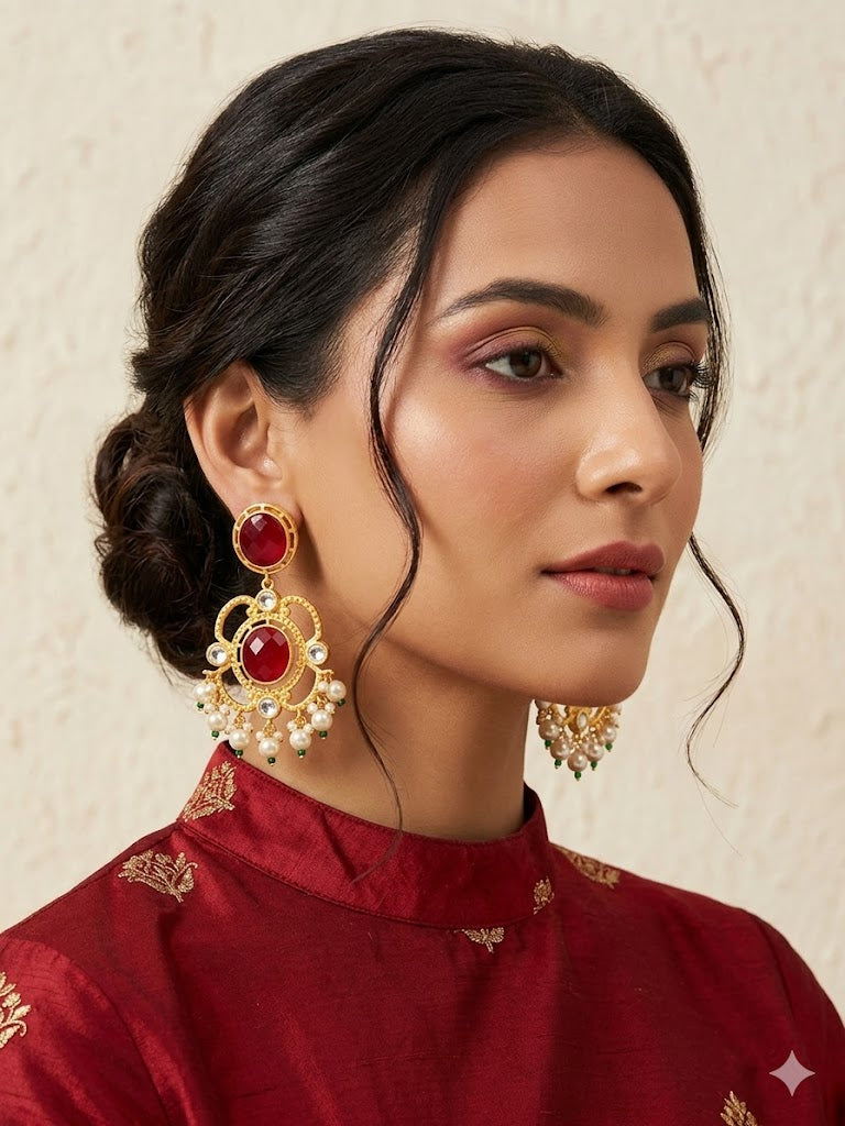 The Imperial Ruby Filigree Chandbalis