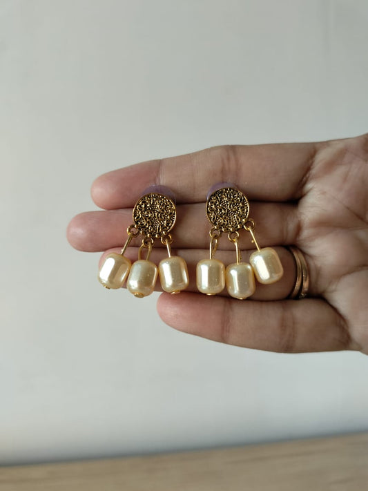 Gilded Ivory Medallion Earrings